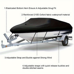 600D Heavy Duty Waterproof Boat Cover for 6.1-6.71m V Hull Ships