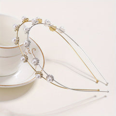 Faux Pearl Rhinestone Headband Style Head Hoop Alloy Hair Band