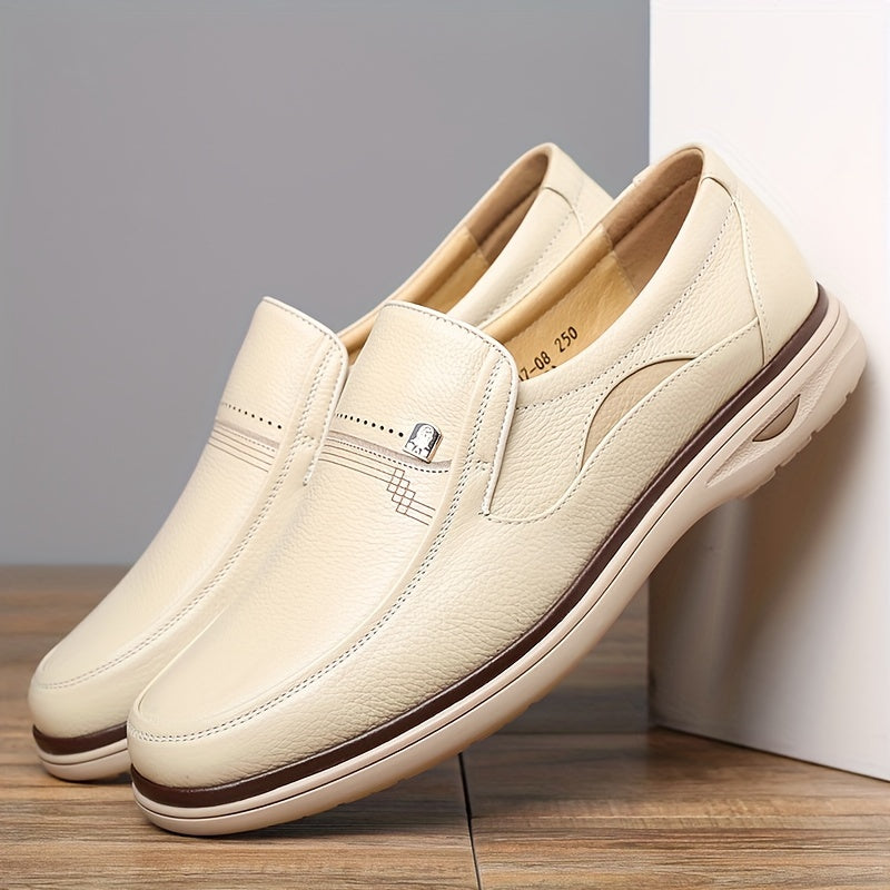 LAORENTOU Men's Leather Loafer Shoes Lightweight Non Slip Casual Shoes