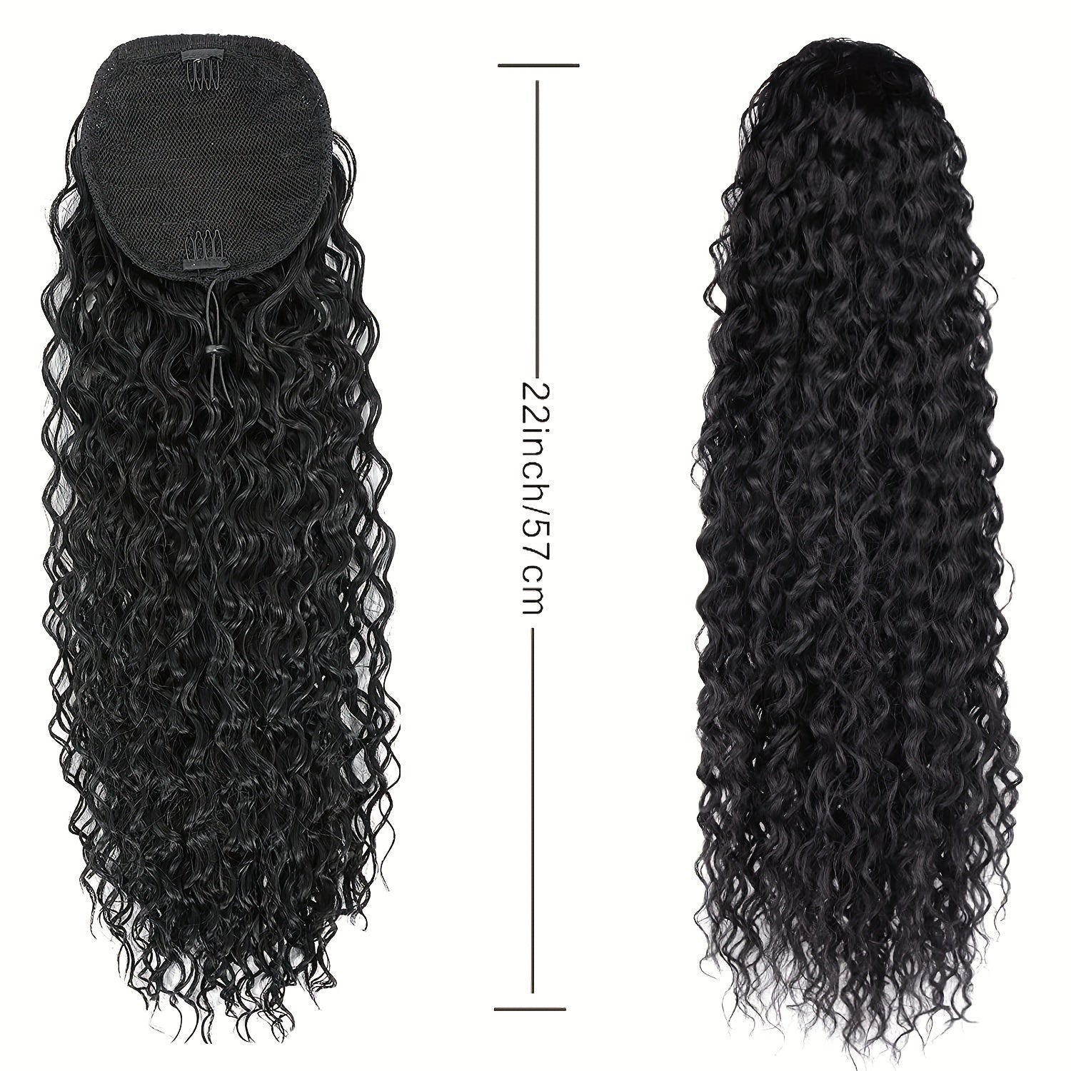Curly Wave Ponytail Extension 60-96 cm Drawstring Natural Wave Shaped Wig