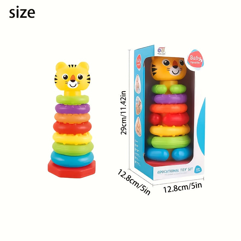 Colorful Stacking Educational Toy for Toddlers with Animal Prints