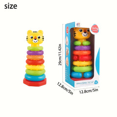 Colorful Stacking Educational Toy for Toddlers with Animal Prints