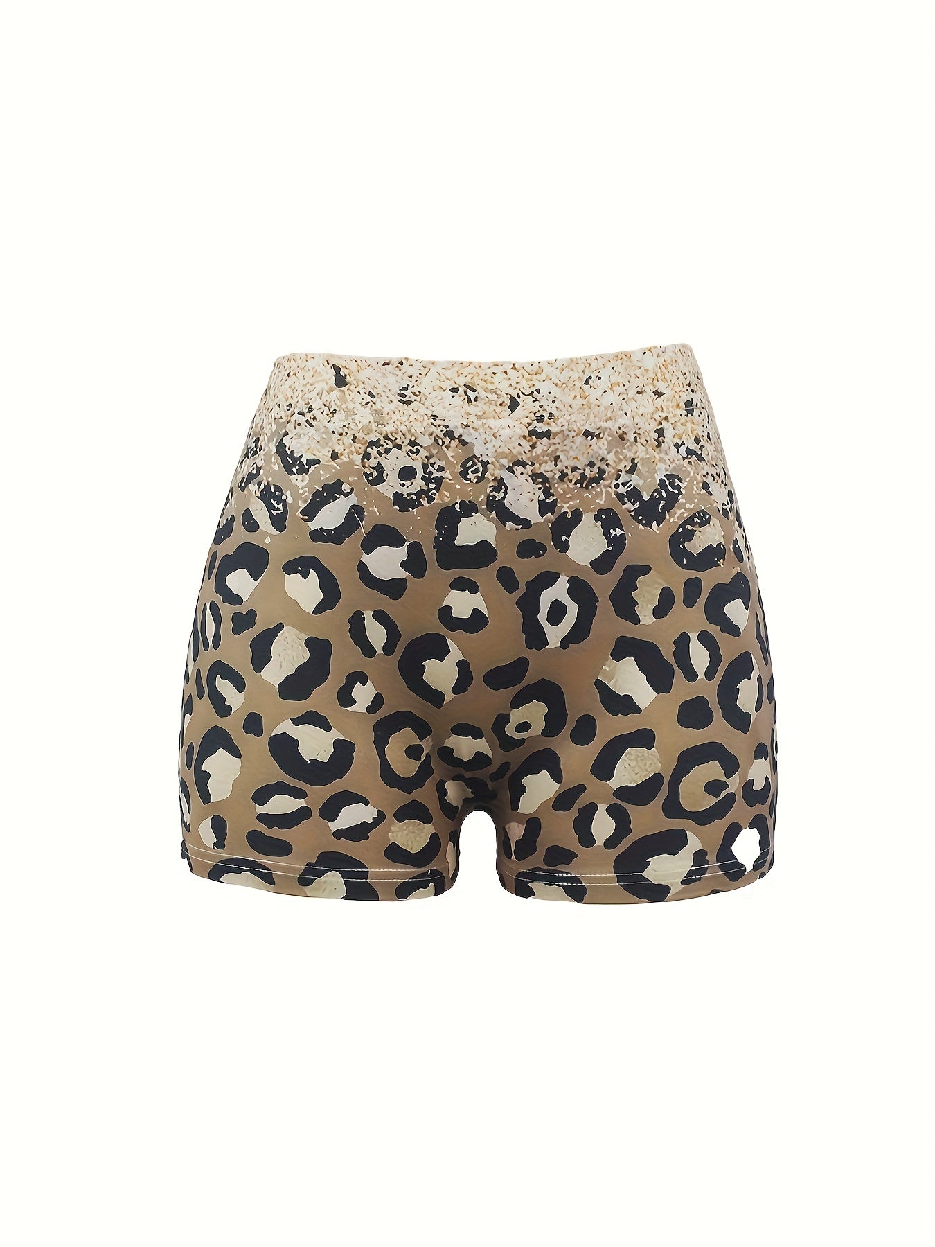 Plus Size Leopard & Slogan & Bull Skull Print High Rise Skinny Shorts