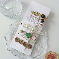 Pearl Resin Hair Clips Set - Golden Hair Accessories