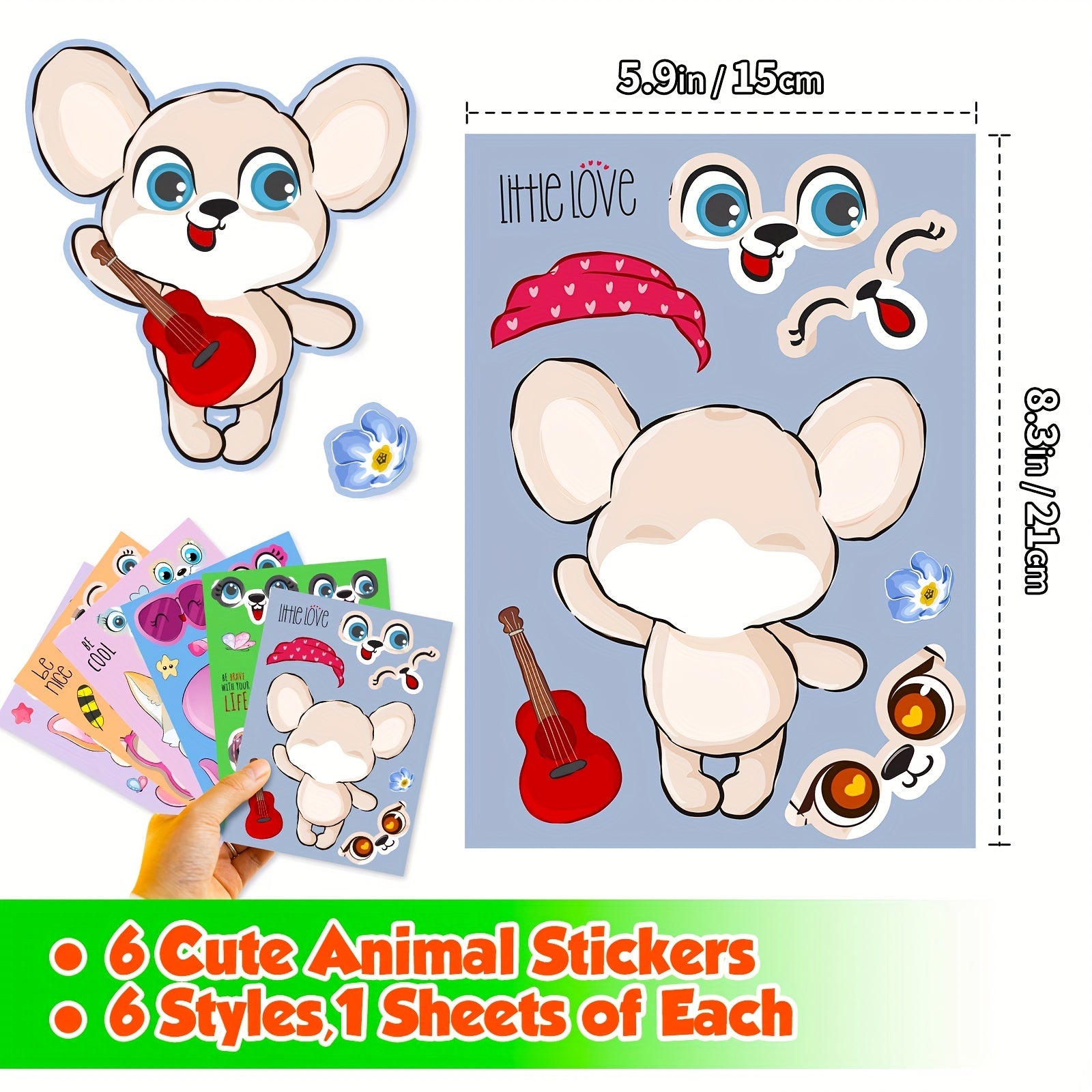 DIY Animal Sticker Set for Kids - Fox, Panda, Ko - Create Your Own Face Stickers