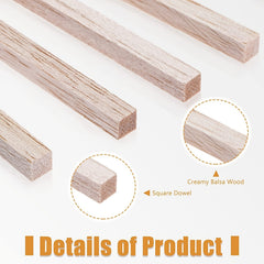 30pcs Balsa Wood Sticks 12 Inch Craft Square Wooden Dowel 1 4 Inch Thin Wood Str