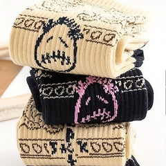4 Pairs Geometric Pattern Socks Women's Mid Tube Stockings