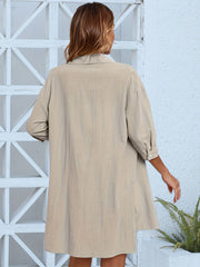 Casual Two piece Set Button Front 3 4 Sleeve Shirt & Drawstring Shorts