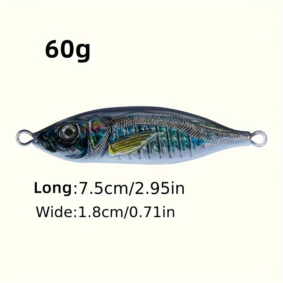 3D Metal Bionic Hard Bait Fishing Tackle for Saltwater 40g 60g 80g