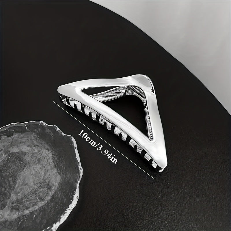 Silvery Triangle Hair Claw Clip Alloy Nonslip Shark Claw