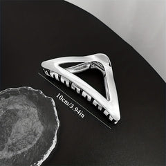 Silvery Triangle Hair Claw Clip Alloy Nonslip Shark Claw