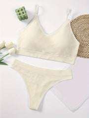  Textured Comfort Padded Bra & Panty Lingerie Set