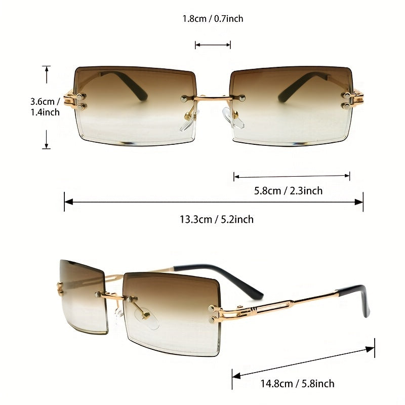 Gradient Rimless Sunglasses Metal Temple UV400