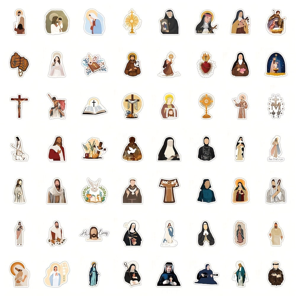 50pcs Monastic Series Sticker Pack - Christian Spiritual Decor