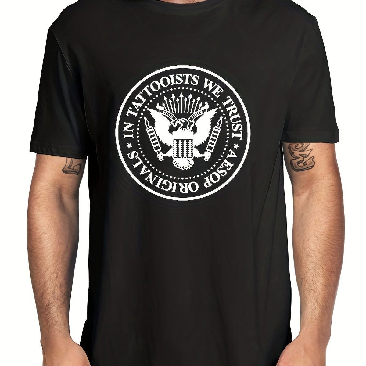 Men's Tattooists Print T shirt Casual Tee