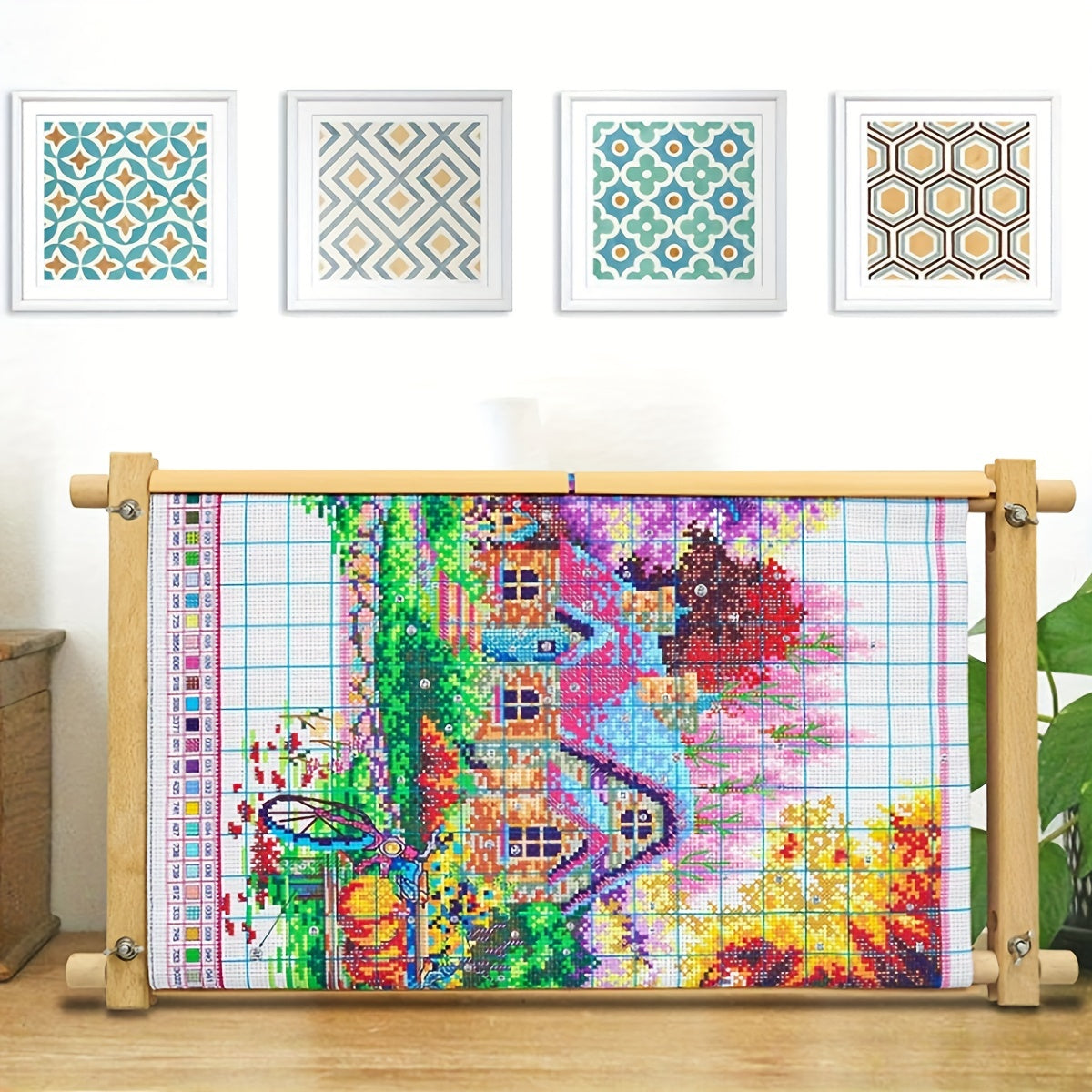 Square Embroidery Hoop Tapestry Scroll Frame Beech Wood Cross Stitch Needlepoint