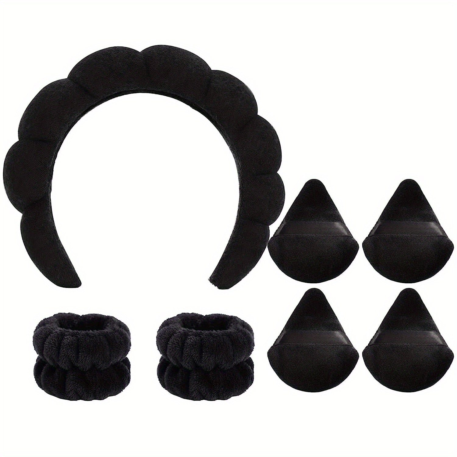 7 Pcs Spa Hair Accessories Headband Makeup Sponge Wristband for Women