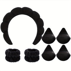 7 Pcs Spa Hair Accessories Headband Makeup Sponge Wristband for Women