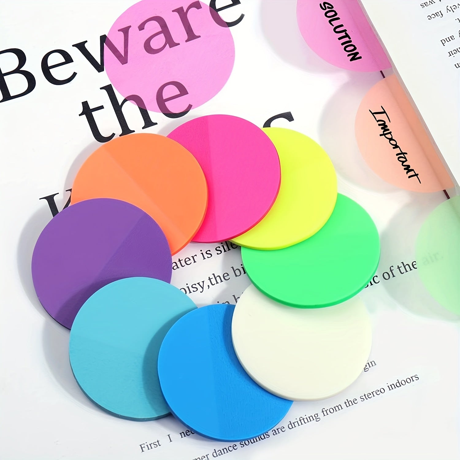 40pcs Colorful Round Transparent Adhesive Labels Sticky Notes