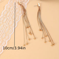 Golden Chain Tassel Dangle Earrings Copper 18K Plated Jewelry Women Gift