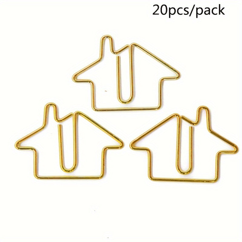 20pcs House Shaped Paper Clips Golden Silvery Rose