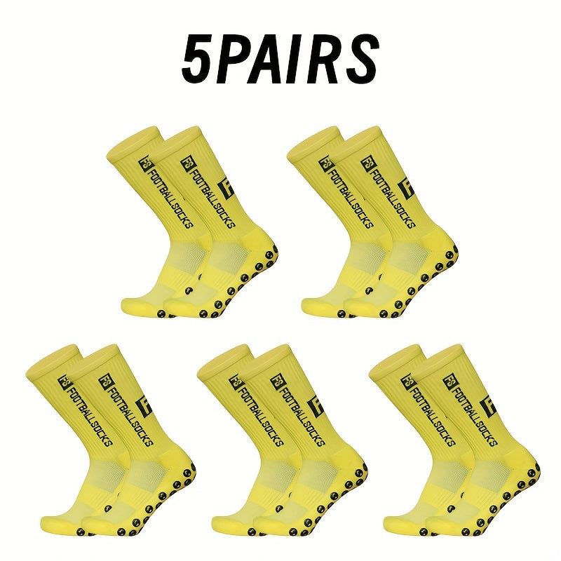 5 Pairs Non-Slip Mid-Calf Football Socks