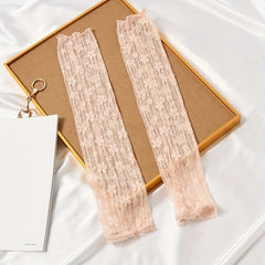 Floral Lace Fingerless Sunscreen Long Gloves Women