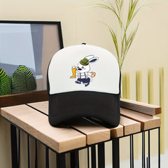 Beer Mesh Trucker Hat Anime Suit Beer Rabbit Print Baseball Cap
