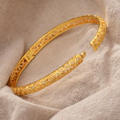 Boho Style Copper Open Bangle Bracelet 18K Plated For Mother's Gift