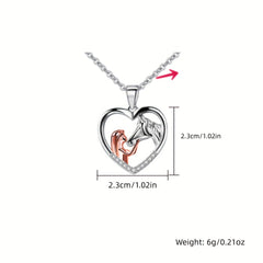 Zircon Inlaid Horse Heart Pendant Necklace