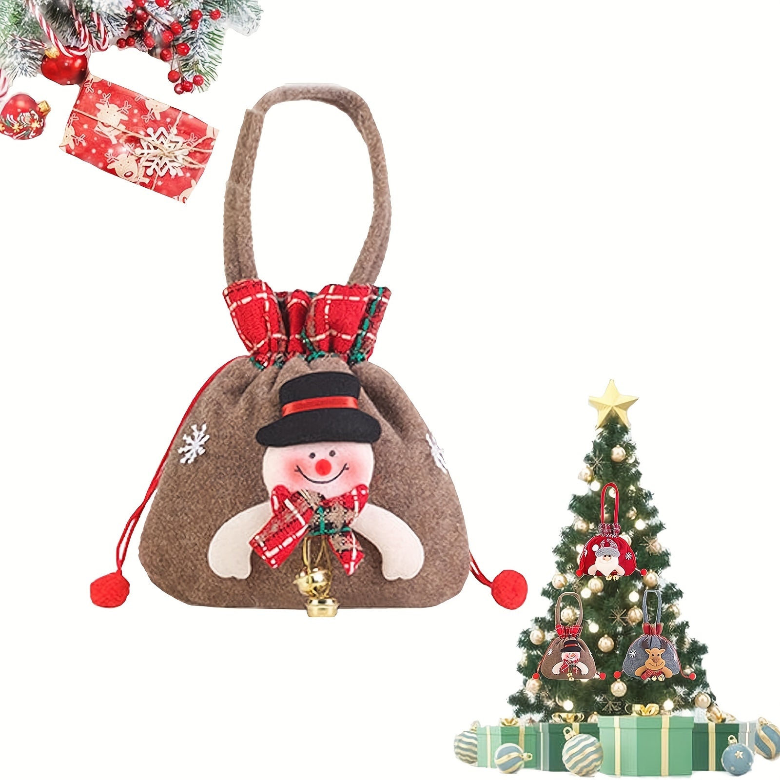 Christmas Gift Doll Bag Small Christmas Gift Bag Christmas Knitted Doll Gift Bag