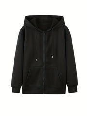 Frog Print Zip Up Hoodie Long Sleeve Drawstring Sweatshirt