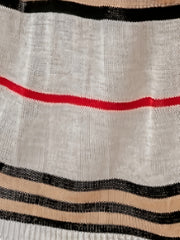  Stripe Print Long Sleeve Open Front Knit Cardigan