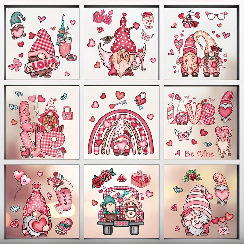 71pcs Gnomes Heart Window Clings Double Sided Wedding Decor