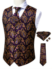 Men's Vintage Fit Sleeveless Vest Set Formal Suit Waistcoat