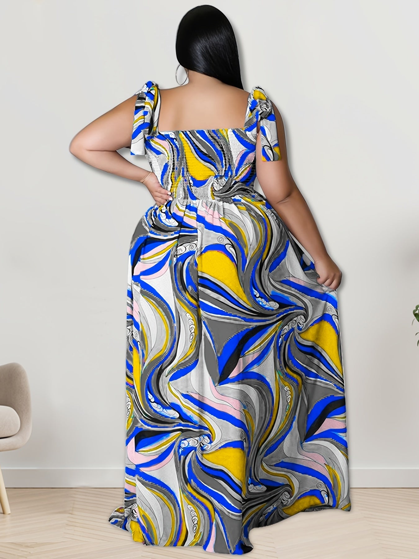  Off Shoulder Shirred Maxi Dress Women's Plus Medium Stretch