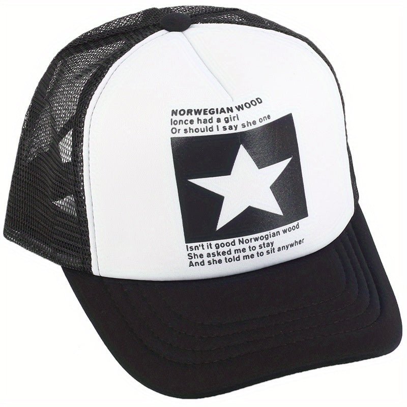 Pentagram Print Mesh Trucker Hat Unisex Breathable Baseball Cap