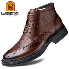 Men's Brogue Wingtip Derby Boots Lace-up Casual Walking Dress Shoes