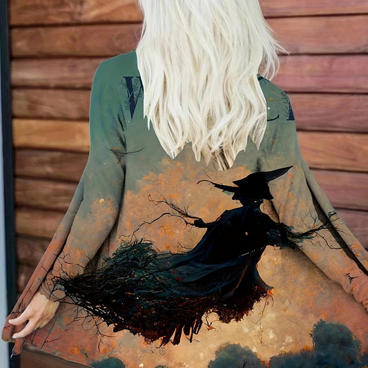  Halloween Cardigan Women's Graphic Print Long Sleeve Open Front