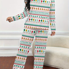  Christmas Casual Pajamas Set Women's Plus Print Tee & Pant