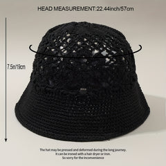Hollow Flower Bucket Hat Crochet Breathable Sun Hat for Women