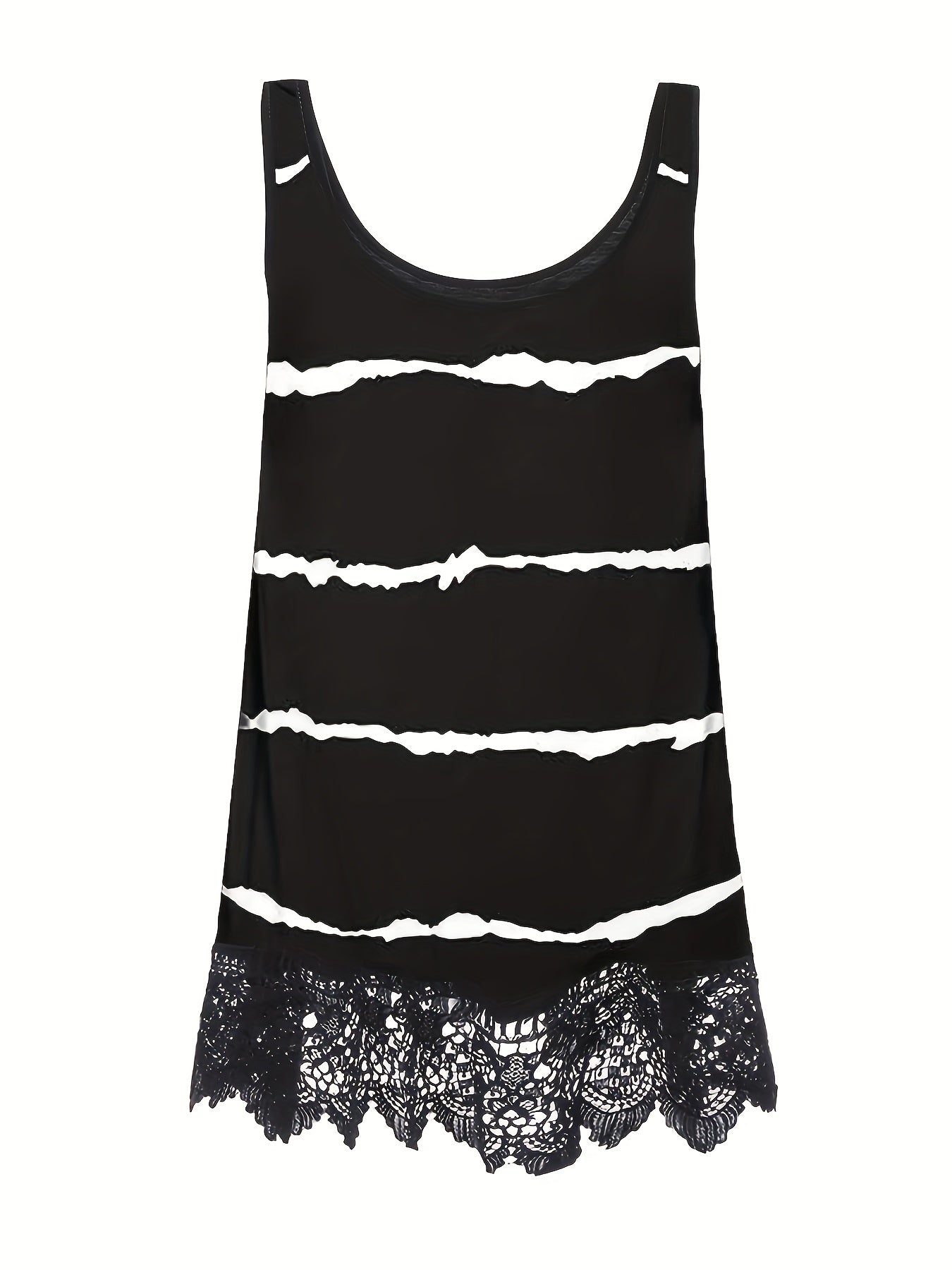  Rose Print Lace Tank Top Women's Sleeveless Casual Top