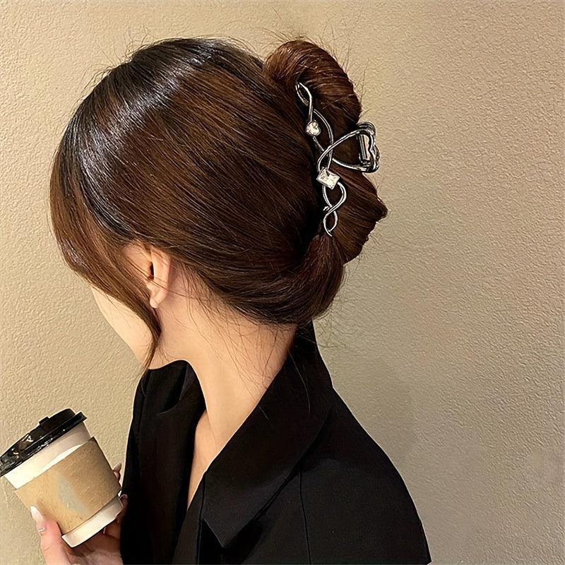 Twisted Hair Claw Rhinestone Zircon Shark Claw Ponytail Holder Hair Accessory