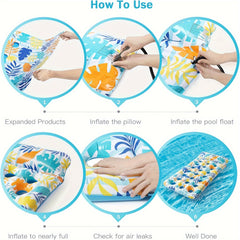 Inflatable Pool Float Mat Adult Size Headrest Lake Float Raft Lounger