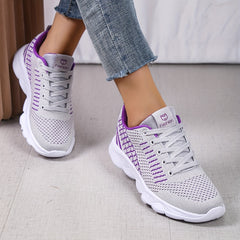 Women's Lace Up Running Shoes Lightweight Comfortable Low Top Sport Shoes
