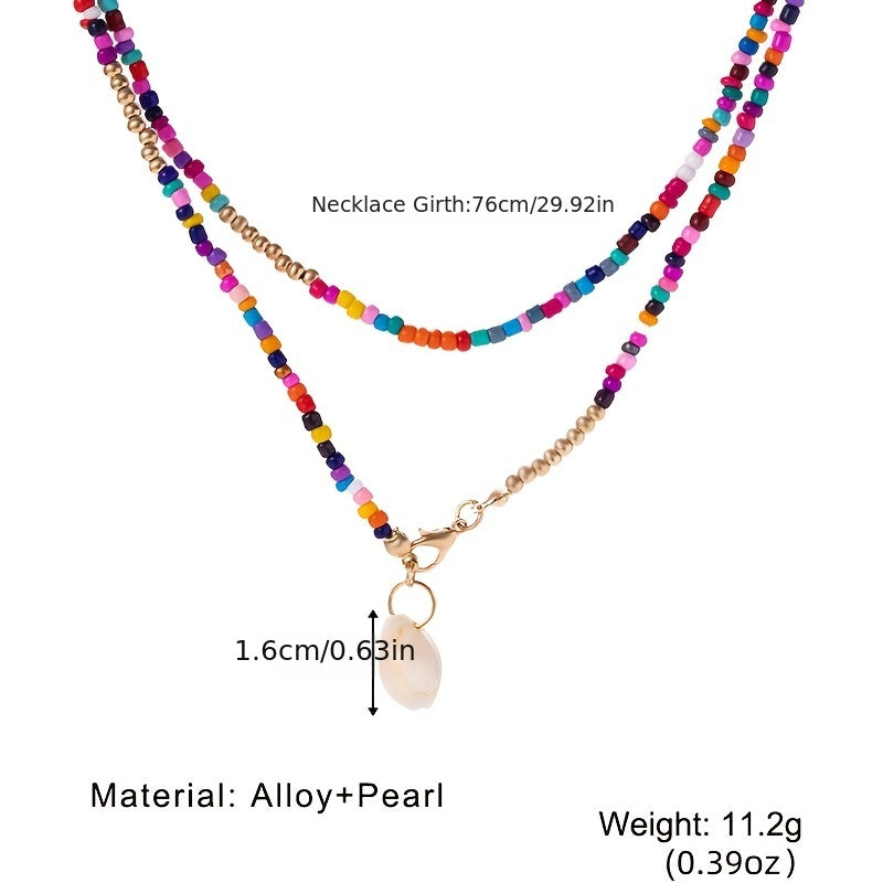 Colorful Beaded Necklace Boho Style Jewelry Decor 1 Pc