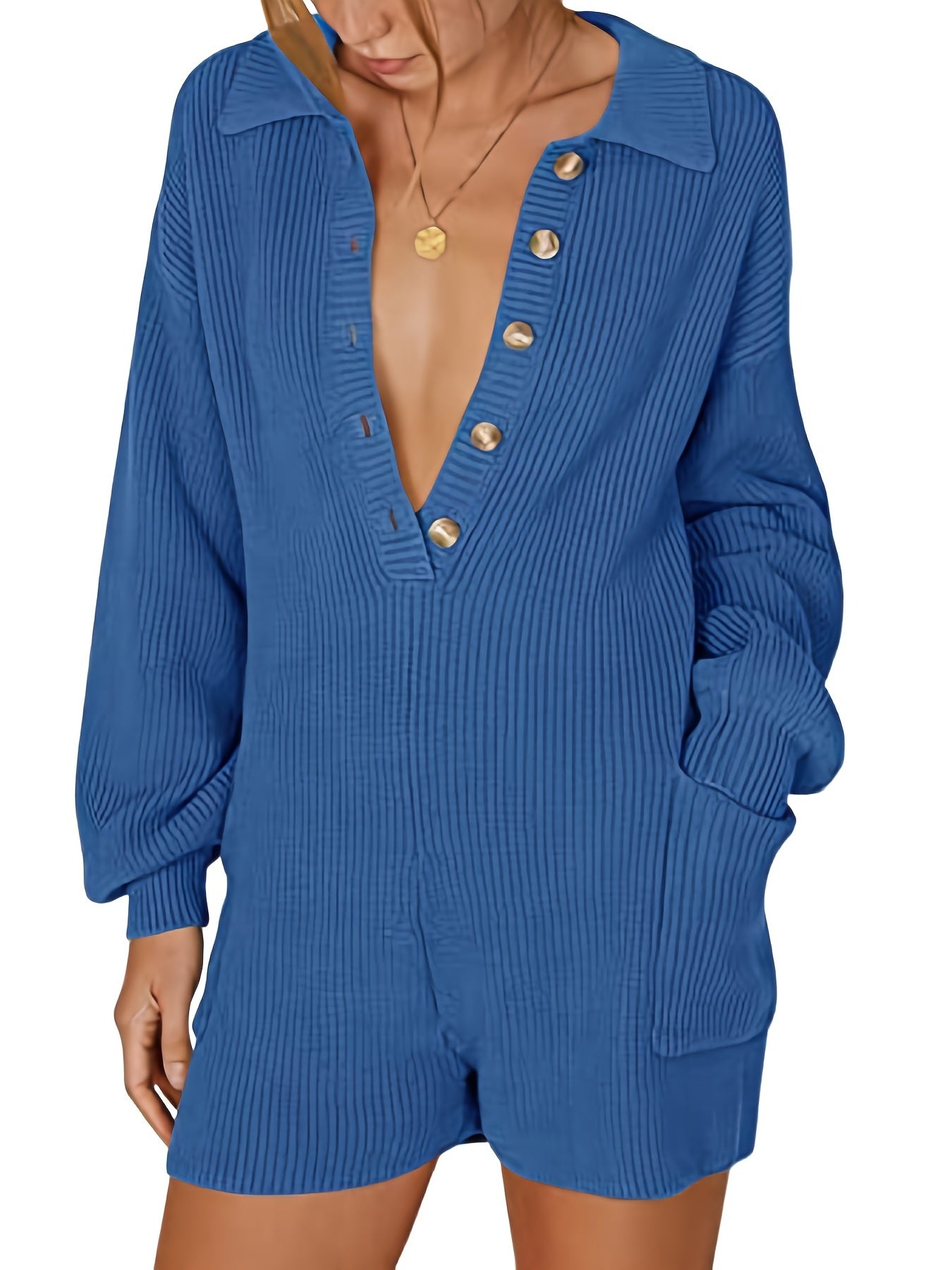 Casual Solid Jumpsuit Long Sleeve