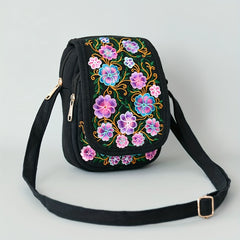 Vintage Ethnic Style Mini Crossbody Bag with Flower Embroidery