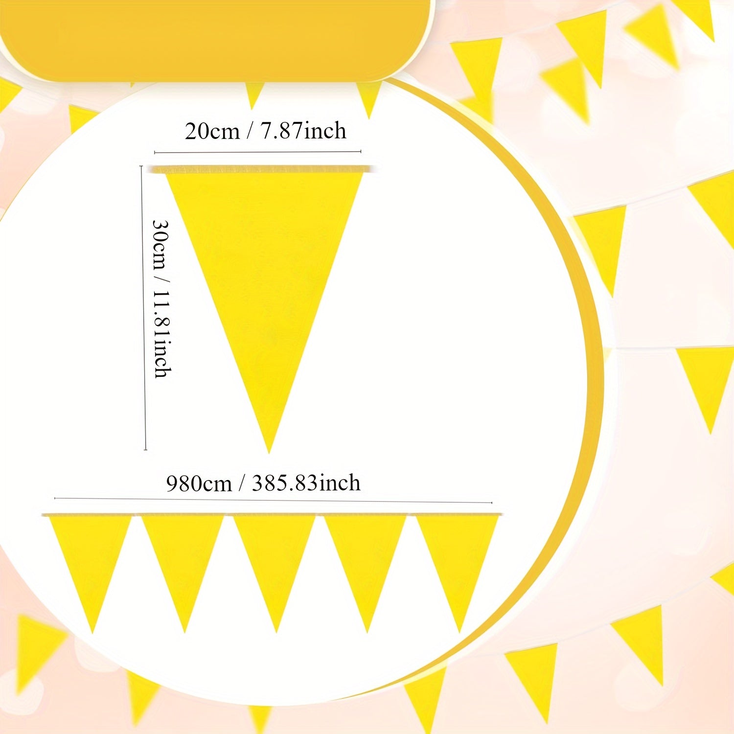 10m Yellow Triangular Bunting Garland Grand Opening Carnival Decoration