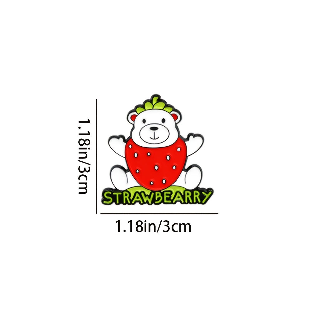 Strawberry Bear Brooch Funny Anime Pin Clothing Decoration